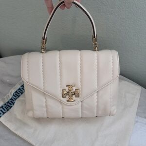 Tory Burch KIRA Top Handle Quilted Cream Leather Handbag